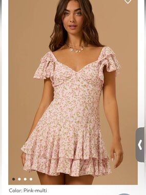 Altar'd State Pink Multi Floral Ruffle Mini Dress